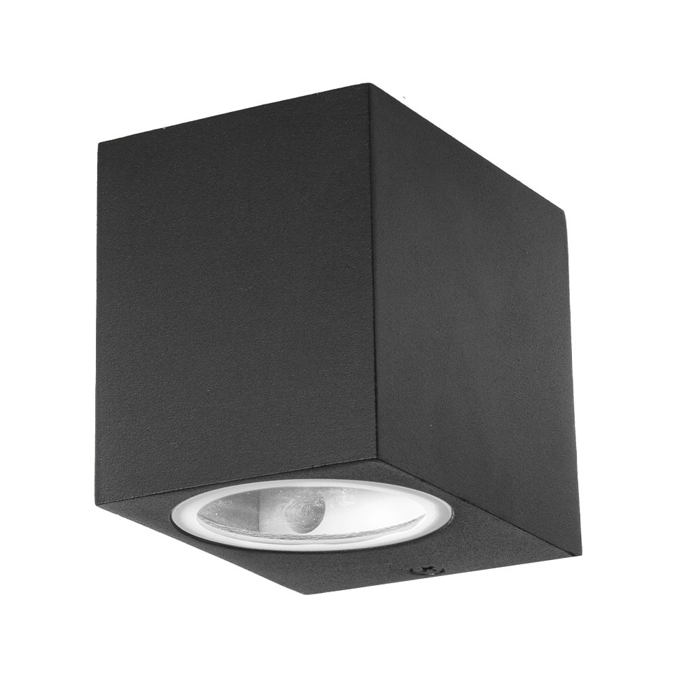 VT-7651 APPAREIL MURAL ÉLÉGANT GU10 (ALUMINIUM) CARRÉ-NOIR 1 VOIE IP44