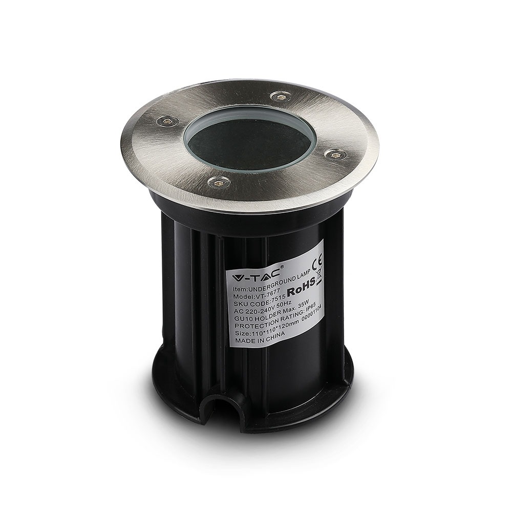 VT-7677 GU10 RD ONDERGRONDSE FITTINGSSET, RVS BEHUIZING-ZWART IP65