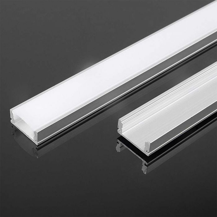 VT-815 LED-strip montageset met diffuser aluminium 2000x17,4x7mm zilver