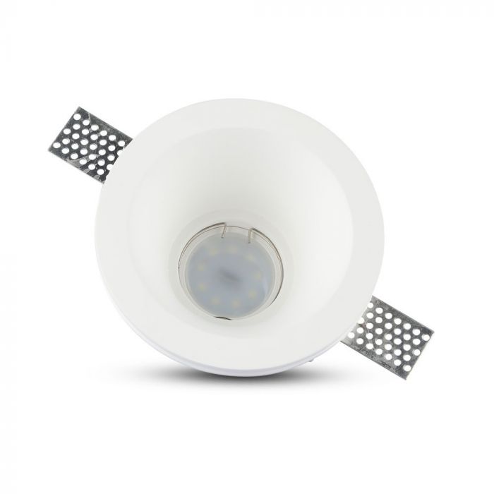 VT-773 GU10 GIPS FITTING ROND-WIT Snijmaat Ø132mm- Ø132x74mm