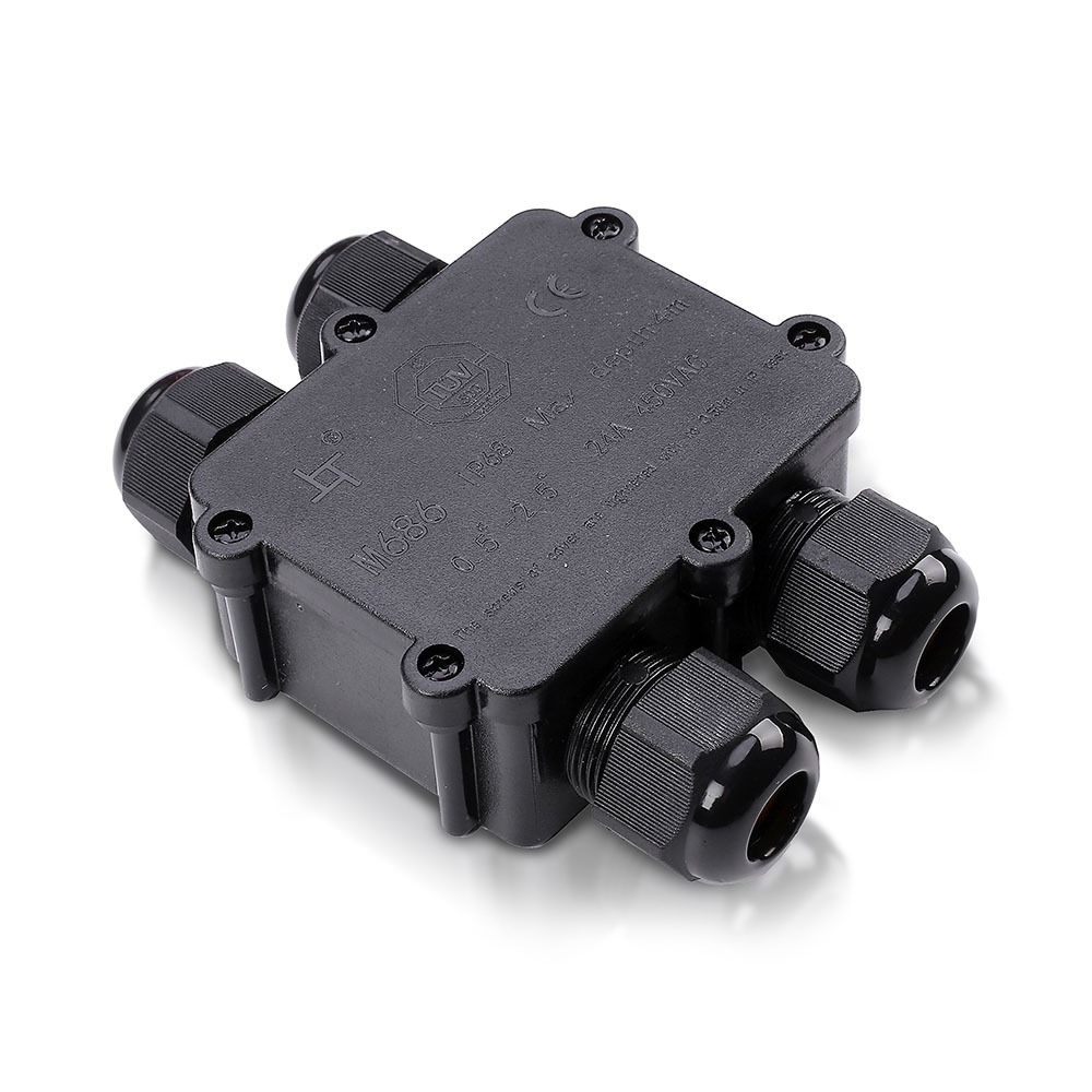 VT-871 ZWART 4-PINS WATERDICHT AANSLUITBLOK - KABELDIAMETER (8-12 mm), IP68