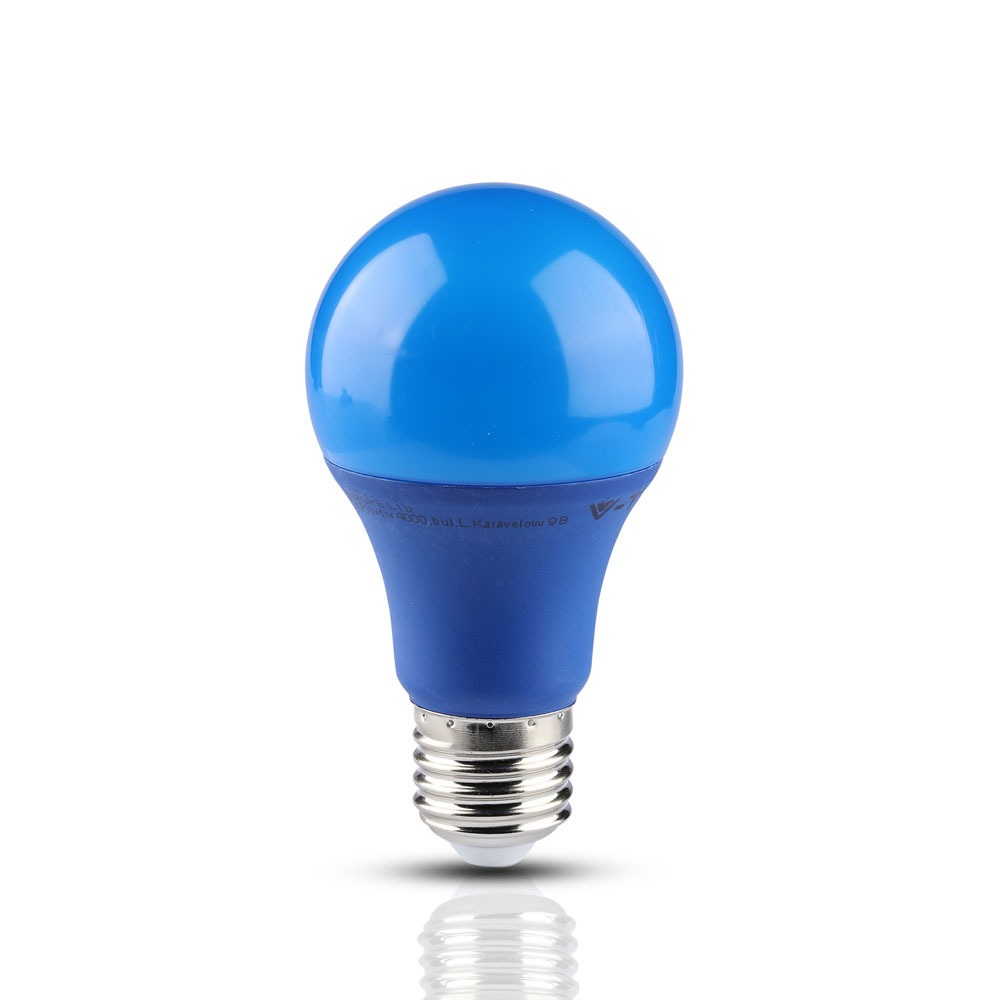 VT-2000 9W A60 LED BLUE COLOR PLASTIC BULB  E27 10PCS/SHRINK PACK Colorcode 6400K-Cold White
