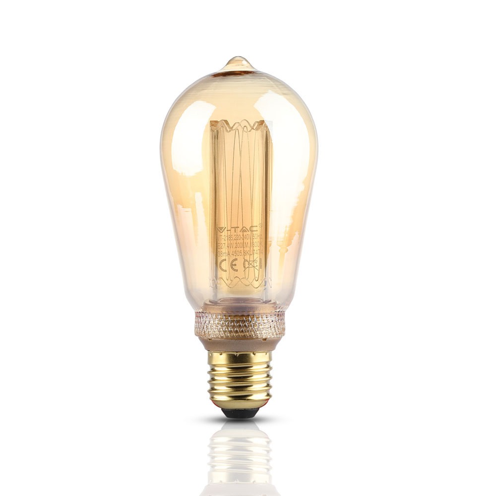 VT-2185 4W ST64 LED ART FILAMENT BULB-AMBER GLASS  E27 Colorcode 1800K-Warm White
