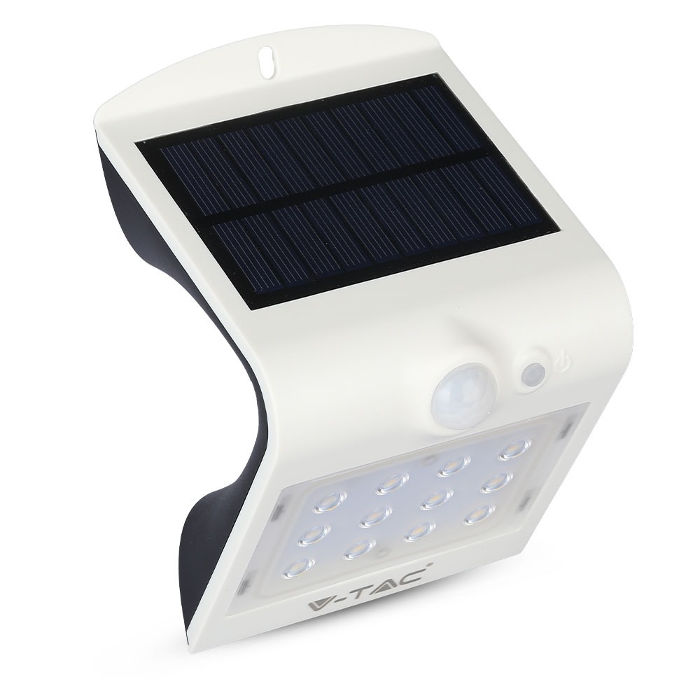 Applique murale solaire à LED VT-767-2 1,5 W - Blanc + Corps noir - Code couleur 4 000 K - Blanc jour
