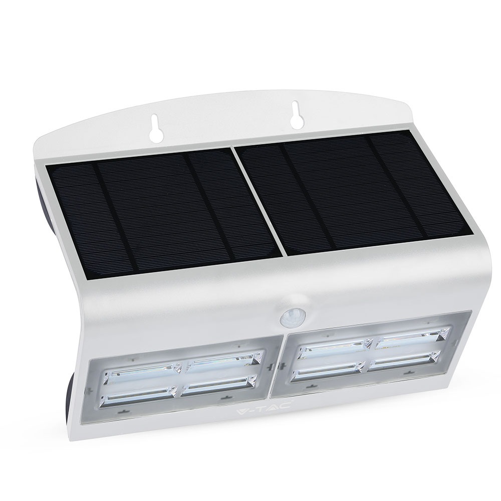 Applique murale solaire à LED VT-767-7 7 W - Blanc + Corps noir - Code couleur 4 000 K - Blanc jour