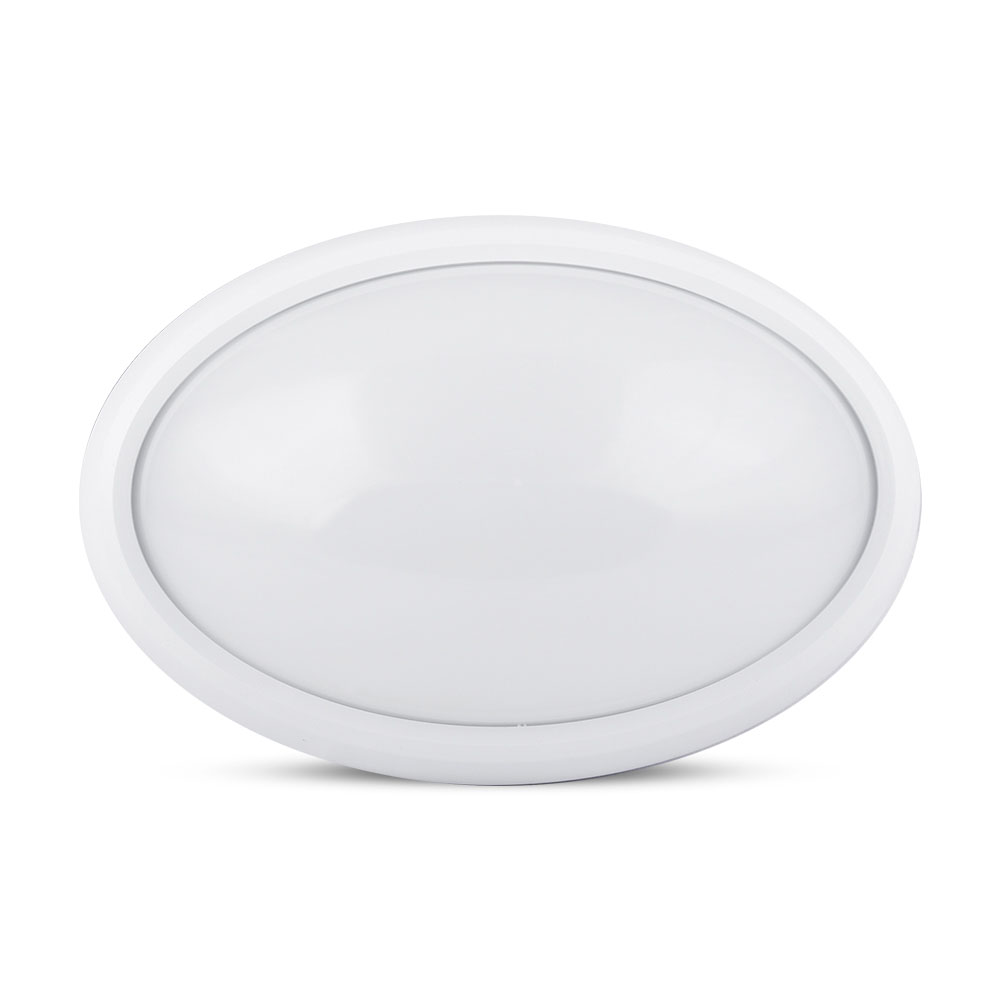 VT-8016 12W VOLLEDIG OVALE IP54 KOEPELLAMP WITTE BEHUIZING Kleurcode 6400K-Koud Wit