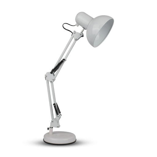 [40351] Lampe de table design VT-7512 avec support métallique réglable, interrupteur et douille E27 - Blanc