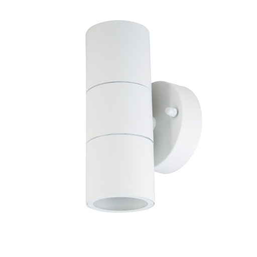 [7570] VT-7622 APPAREIL MURAL GU10, CORPS EN ACIER INOXYDABLE, 2 VOIES IP44 - BLANC MAT