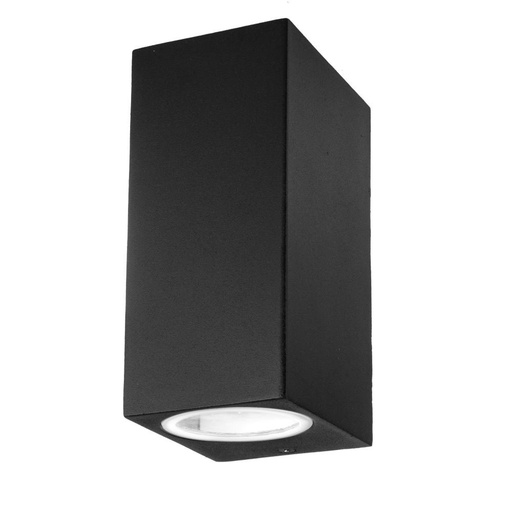 [7511] VT-7652 SLANKE GU10 WANDARMATUUR (ALUMINIUM) VIERKANT ZWART 2-WEG IP44