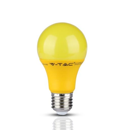 [7342] VT-2000 9W A60 LED GELE KLEUR KUNSTSTOF LAMP E27 10 STUKS/KRIMPVERPAKKING Kleurcode 3000K - Warm Wit