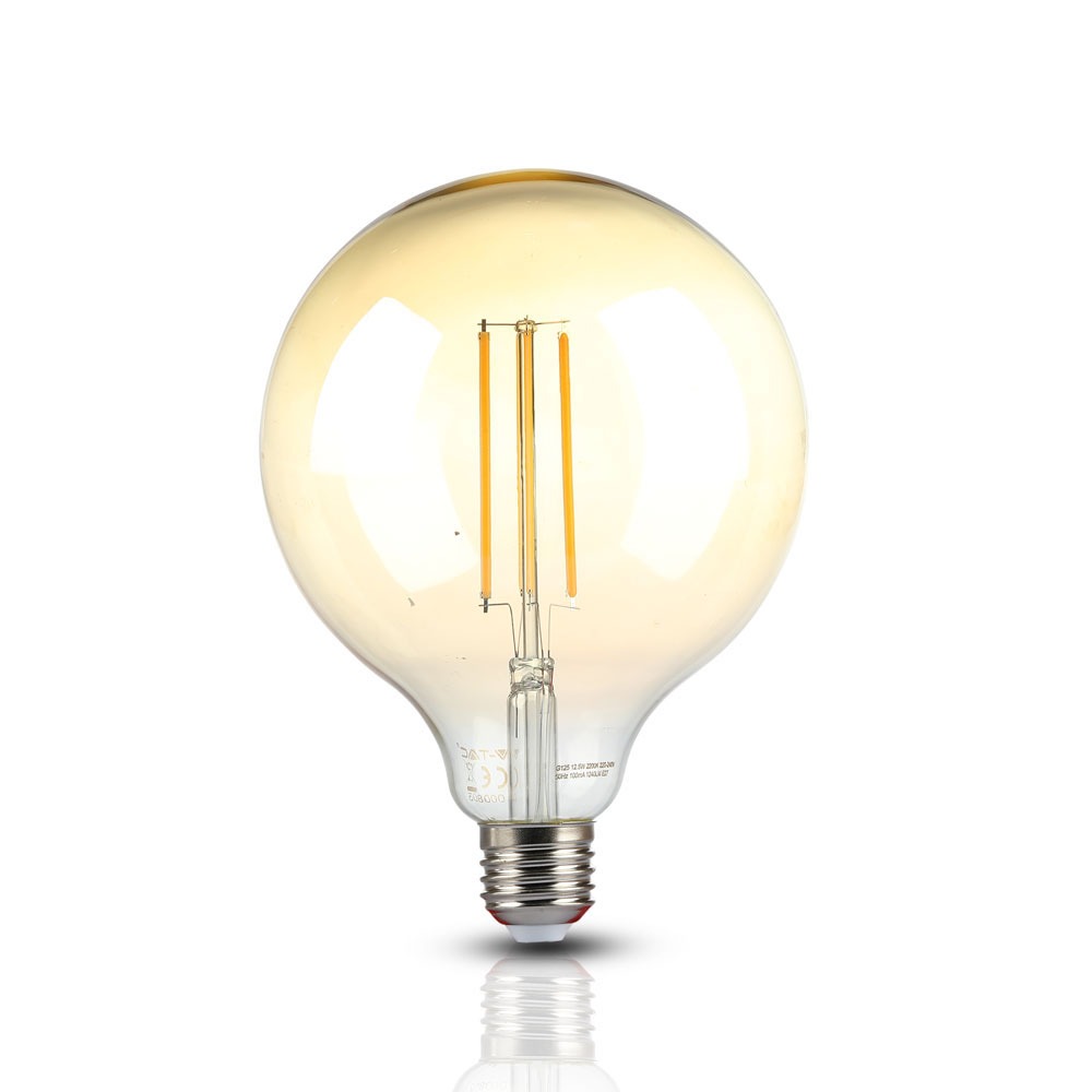 Ampoule à filament LED G125 VT-2153 12,5 W - Couvercle ambré avec code couleur : 2 200 K E27 - Blanc chaud