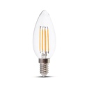 VT-254 4W CANDLE FILAMENT BULB-CLEAR COVER WITH SAMSUNG CHIP  E14 Colorcode 2700K-Warm White