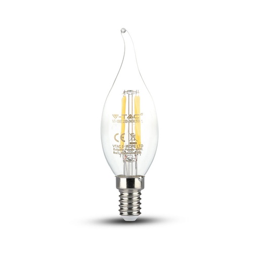 [275] VT-264 4W CANDLE FLAME FILAMENT BULB-CLEAR COVER WITH SAMSUNG CHIP  E14 Colorcode 2700K-Warm White