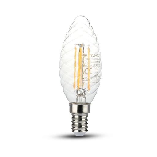[279] VT-274 4W CANDLE TWIST FILAMENT BULB-CLEAR COVER WITH SAMSUNG CHIP  E14 Colorcode 2700K-Warm White