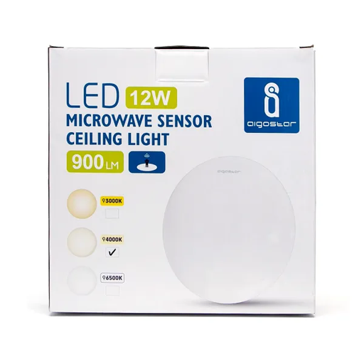  Plafonnier LED à capteur micro-ondes Aigostar 12 W 900 lm D276 x H75 mm