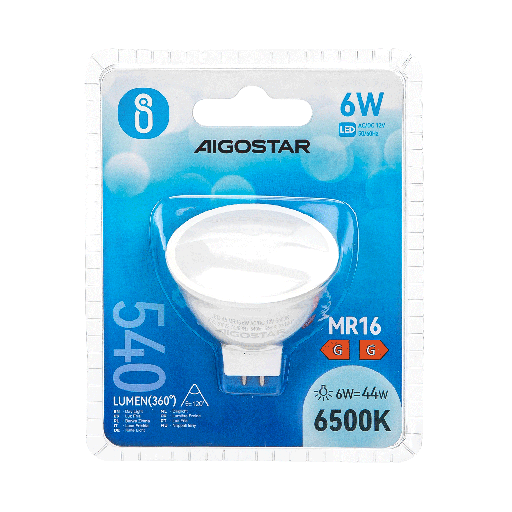 AIGOSTAR MR16 6W SCHIJNWERPER AC/DC 12V 120'D