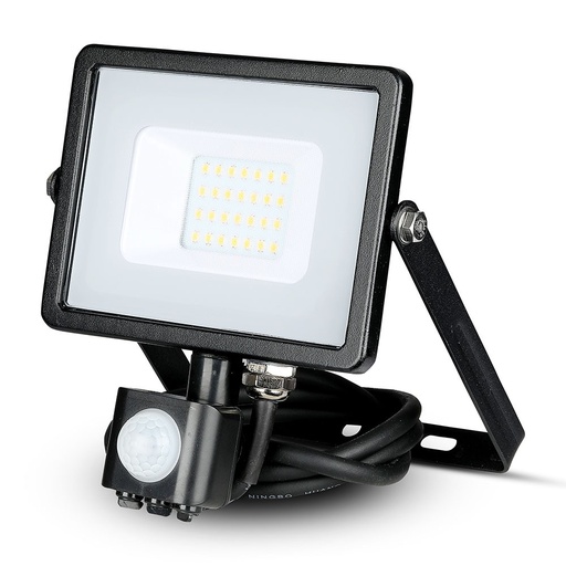[453] VT-20-S 20W SMD PIR-SENSOR SCHIJNWERPER MET SAMSUNG CHIP ZWARTE BEHUIZING GRIJS GLAS