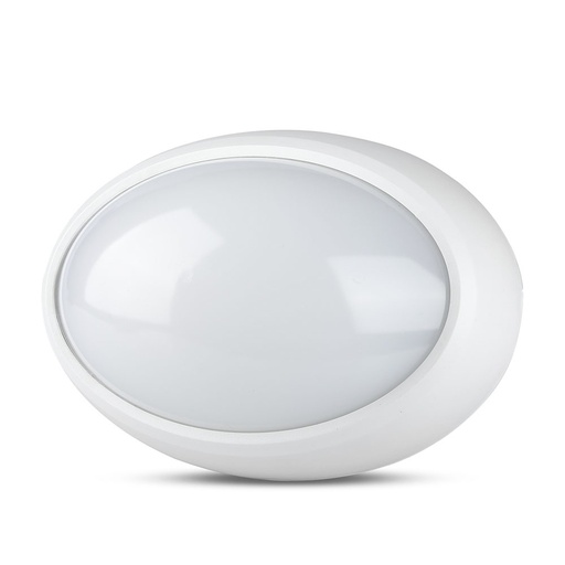 [1265] VT-8014 8W VOLLEDIG OVALE IP54 KOEPELVERLICHTING WITTE BEHUIZING - 6400K Koud Wit