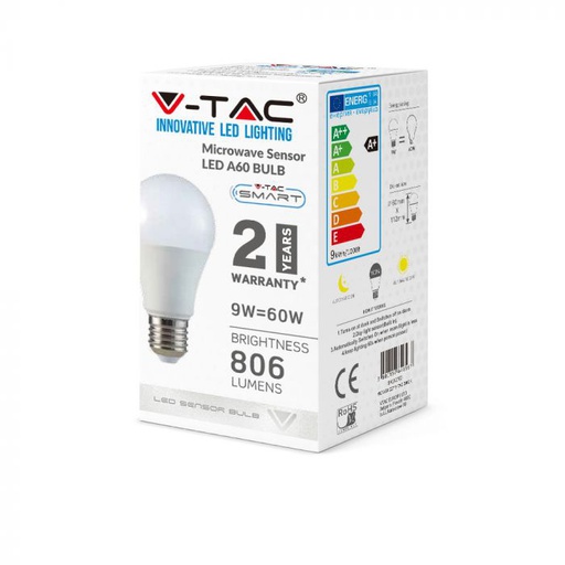 VT-2219 9W A60 LED-LAMP MET MAGNETRONSENSOR E27