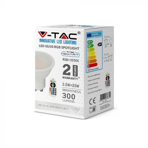 [2778] VT-2244 LED-spot GU10 3,5W RGB + dimbaar met RF-bediening