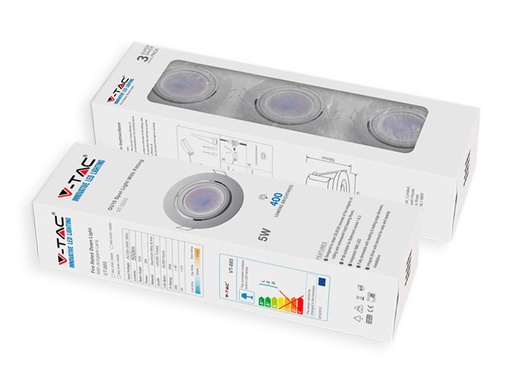 Spot VT-3333 GU10 avec culot - Corps blanc, lot de 3