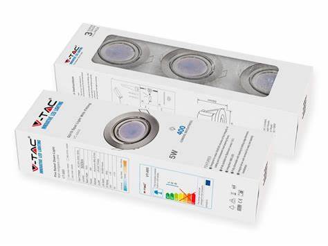 VT-4444 GU10 SPOTLICHT MET FITTING - SATIJNNIKKEL BEHUIZING 3 STUKS/PAK