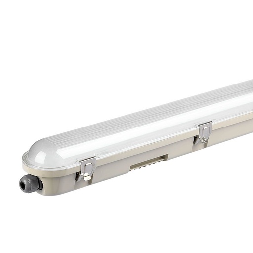  VT-150148 48W LED WP LAMP FITTING 150CM MET SAMSUNG CHIP-TRANSPARANTE AFDEKKING + RVS CLIPS