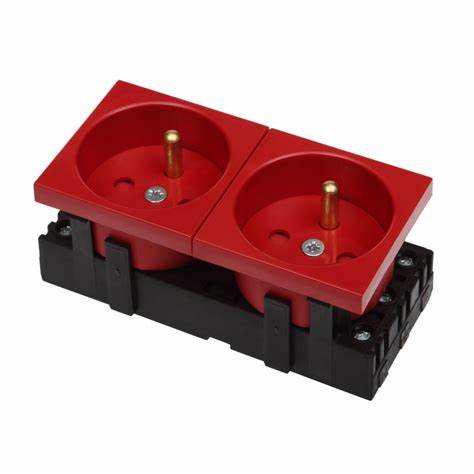[DLX-24586R] DOUBLE 45X45 ELECTRICAL SOCKET RED