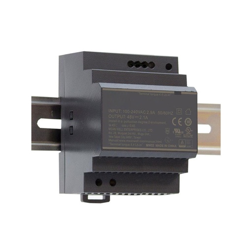 [DC48V-90-DIN] 48VDC/1.9A 90W voeding voor DIN-rail