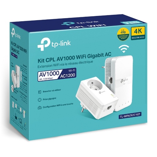 [TL-WPA7617 KIT] TL-WPA7617 KIT Kit 2x CPL AV1000 Gigabit WiFi AC with pull-out socket