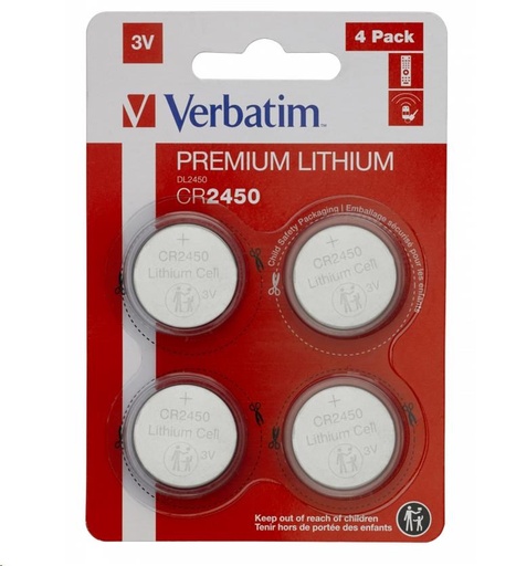 [CR-2450] Verbatim CR2450 3V Lithium Battery (4 pack)