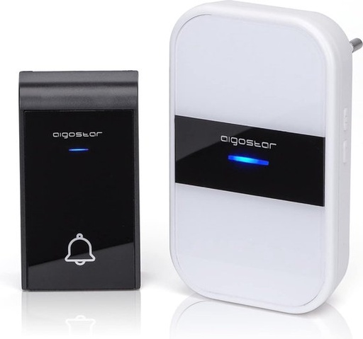 [U5D-N12] Aigostar - AC WIRELESS DIGITAL DOORBELL/IP44 BLACK+WHITE /1 TRANSMITTER+1 RECEIVE