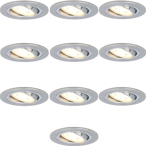 VT-782 Aluminium Set van 10 dimbare LED inbouwspots gu10 6Watt kantelbaar