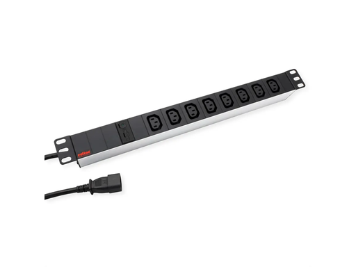 [19.07.1629] ROLINE 19.07.1629 - PDU, Bandeau de prises pour baie 19 pouces, 8 x C13, branchement C20, sans interrupteur, Aluminium