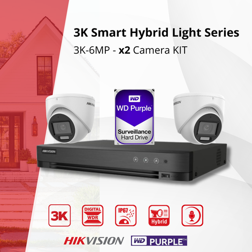 Hikvision TurboHD 3K (5 MP) Analog Camera Surveillance Kit – 3K Turret Camera, 8-Channel DVR, and Pre-installed 2TB Hard Drive