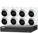 DAHUA  IP 4MP Full Color Set 8x Camera Full Color Audio Turret 4 megapixel 2.8mm-IR 20M + NVR 8 Channel - HDD Preinstalled 4TB