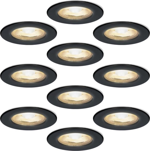 ELMARK 9251R/BL-SET Noir Lot de 10 spots encastrables LED dimmables gu10 6Watt inclinables - Découpe 70mm
