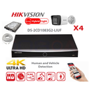 HIKVISION Camera Kit Smart Hybrid G2 Series  4x IP Camera  Bullet 8MP -   NVR 8xChannel - Hard Disk 2Tb Extensible To Max 8x IP Camera