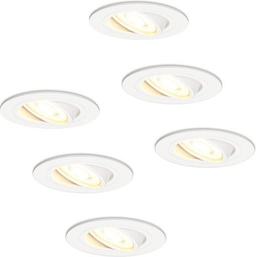 VT-782 White Set of 6 dimmable LED recessed spots gu10  6Watt tiltable