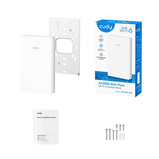[AP3000-WALL] Cudy AP3000-Wall Wi-Fi 6 Access Point with AX3000 + Wall Plate