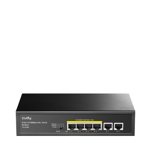 [FS1006P] Cudy FS1006P 4-poorts 10/100 Fast Ethernet PoE+-switch met 2 uplinkpoorten 60W