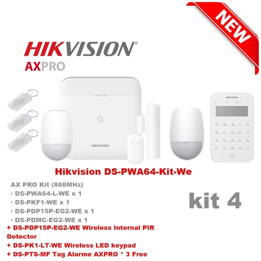 [PWA64-KIT04] Hikvision DS-PWA64-Kit-WE Draadloze Alarmkit 4