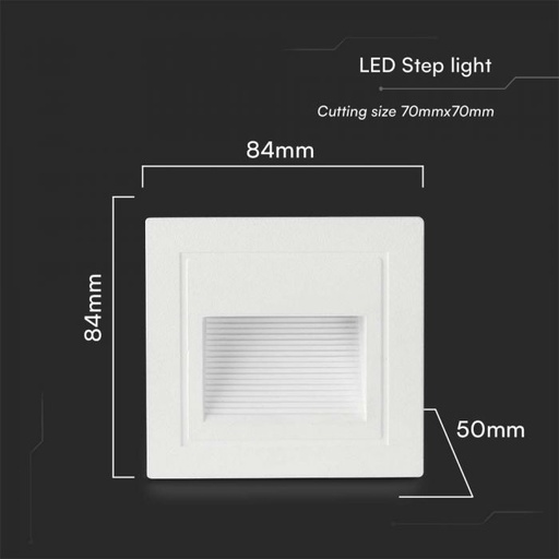 [10377] VT-1129 5W - 3000K LED TRAPVERLICHTING WITTE BEHUIZING VIERKANT 84x84x50mm