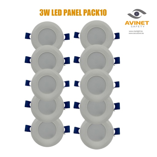 [AV-301-P10] Panneau lumineux LED 3 W AV-301 220 V rond, paquet de 10