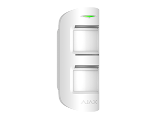 [38197.33.WH1] Ajax MotionProtect Outdoor, détecteur de mouvement extérieur sans fil, blanc. Détection réglable : 3-15 m, immunité aux animaux jusqu'à 80 cm, hauteur d'installation : 0,8-1,3 m, 2 piles CR123A.