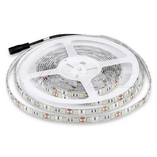 [212155] V-TAC VT-5050 bande strip led SMD5050 12V 5M 60LEDs/m 7W/M 100LM/W Multicolore RGB étanche IP65 