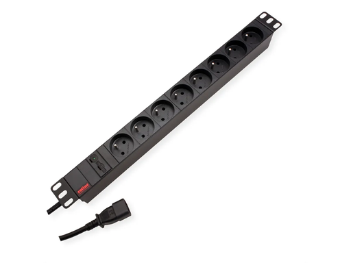 [19.07.1626] ROLINE PDU for Cabinet, 8x socket, 45°, 16A,  FR/BE, black, IEC320 C14 M 2 m