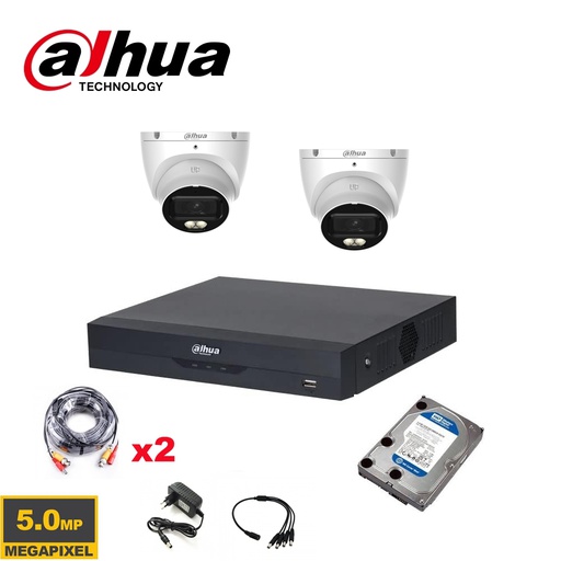 [KITCVI-5MT] Dahua Surveillance Camera Set Analog HDCVI 5MP - DVR XVR 8CH -2x/4x/6x/8x  Turret Camera 5MP Smart Dual Light 2.8mm Indoor/Outdoor - 2 to 8 Camera -  1TB Hard Disk Preinstalled 