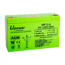 Upower Batterie rechargeable plomb-acide AGM 6V-12Ah - 100 x 151 x 51 / 1800 g