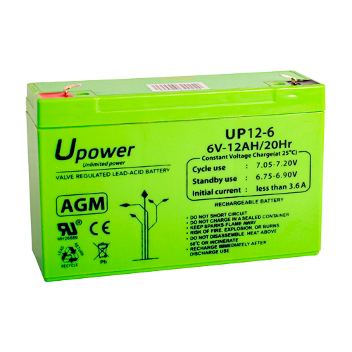 [UP12-6] Upower Batterie rechargeable plomb-acide AGM 6V-12Ah - 100 x 151 x 51 / 1800 g